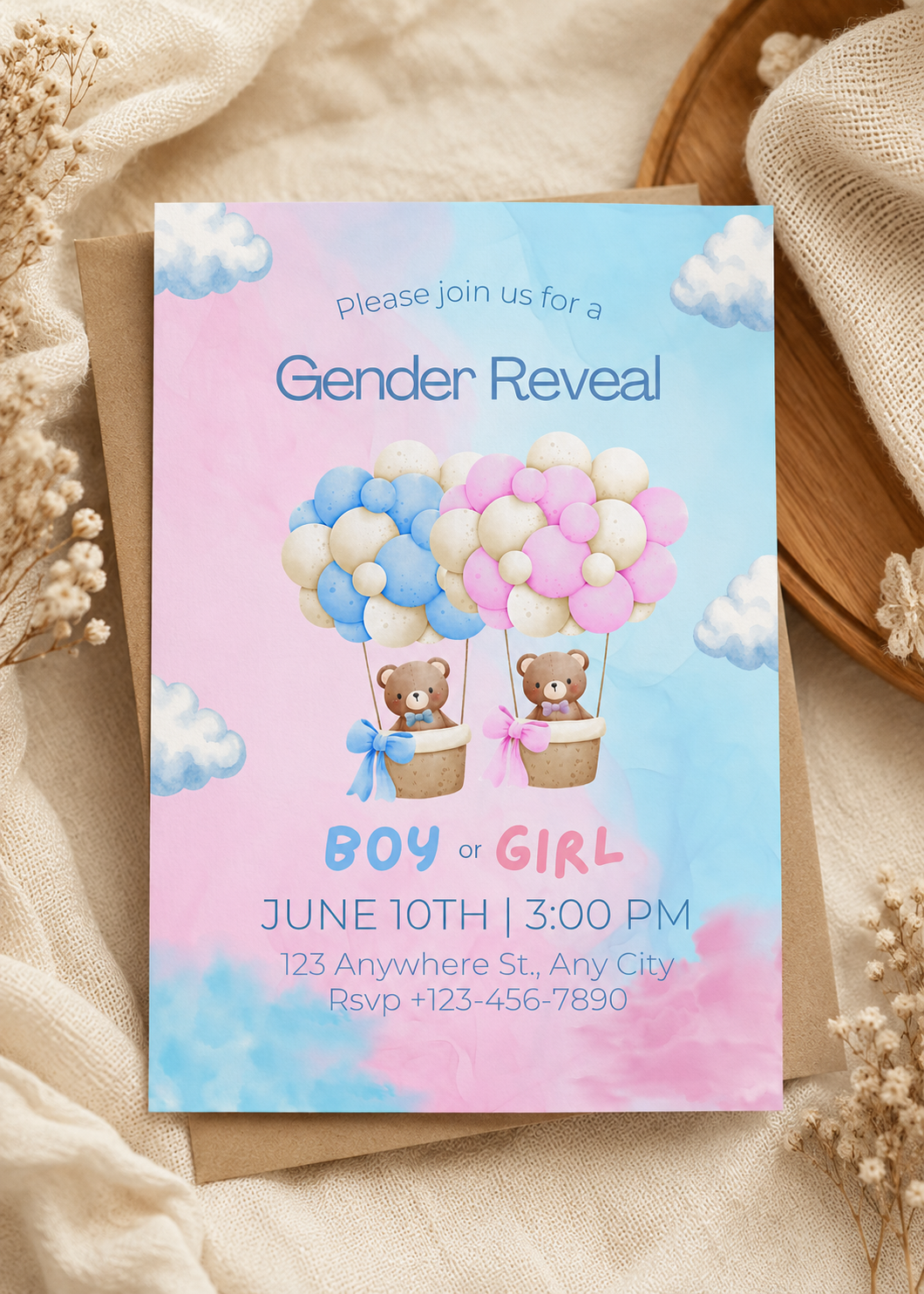Gender Reveal Invitation Template