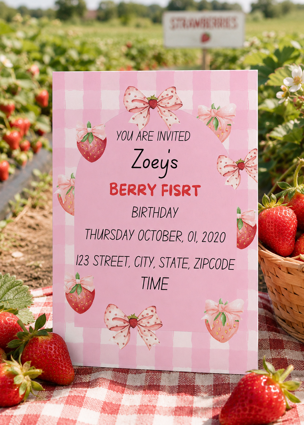 Berry First Invitation Template