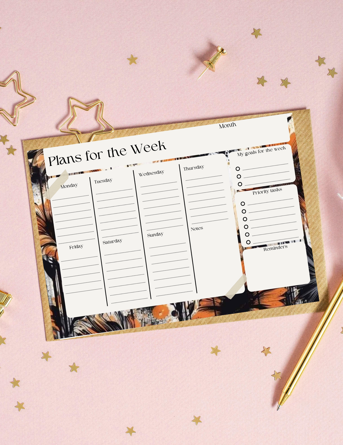 Sunflower plan of the week planner templates