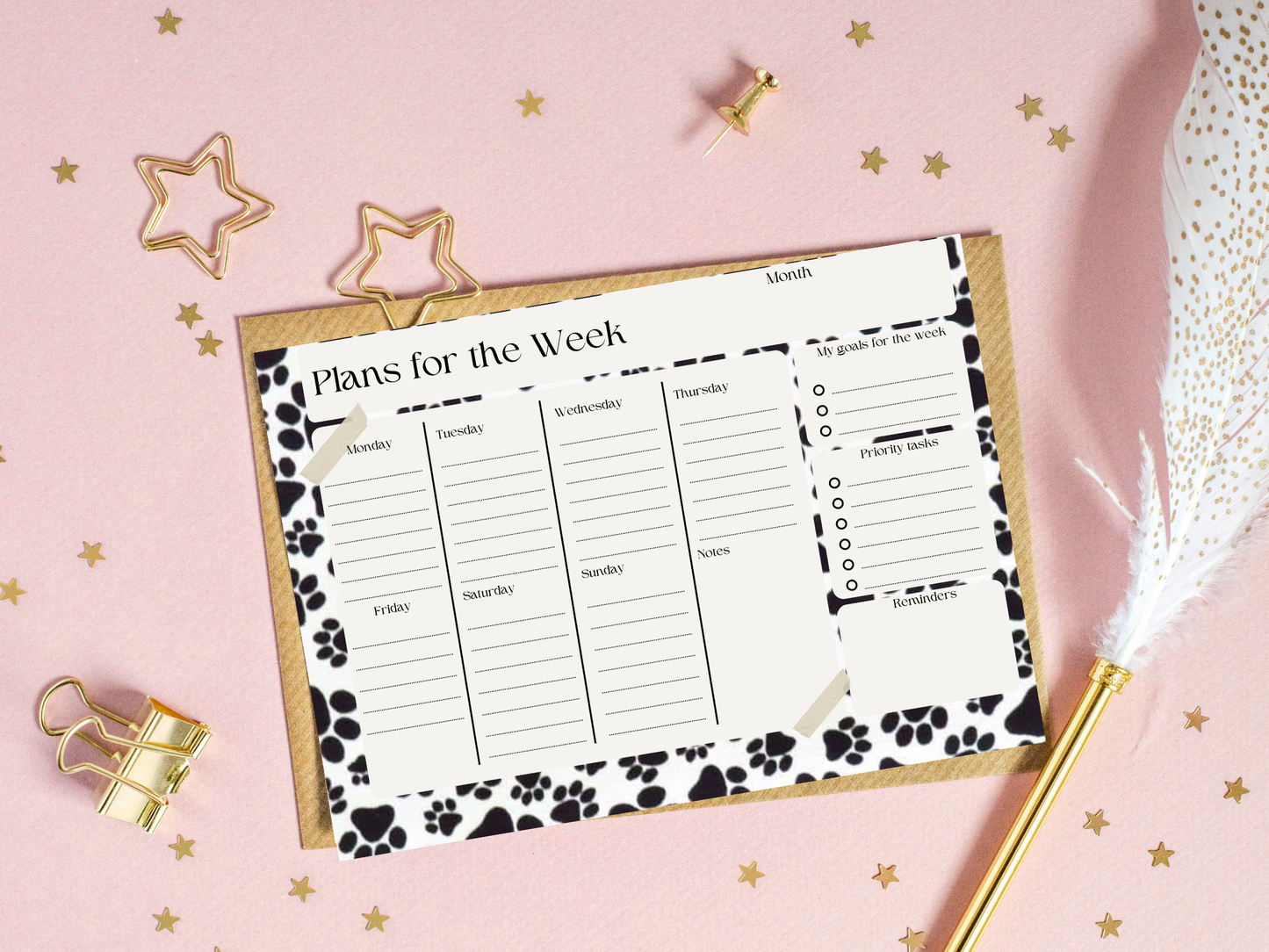 Paw print plans for the week template
