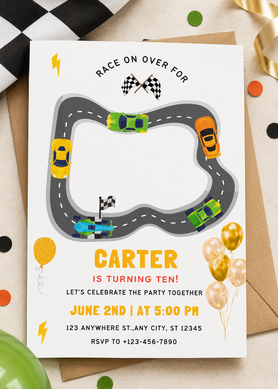 Race Car invitation Template