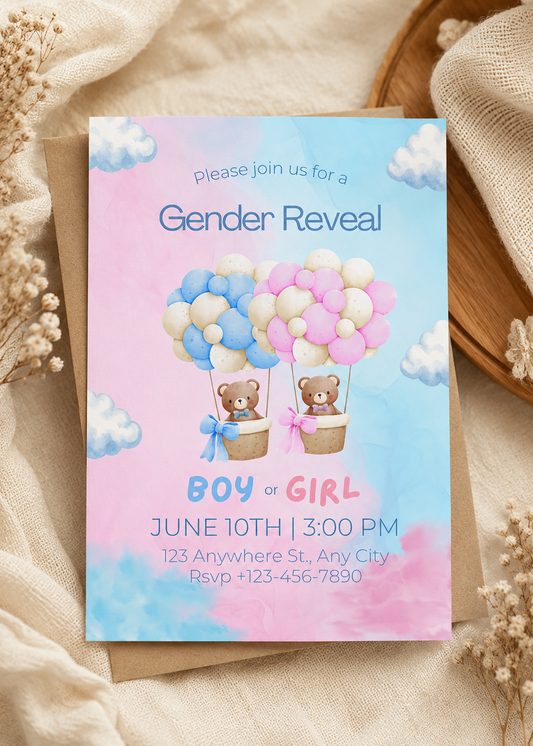 Gender Reveal Invitation Template