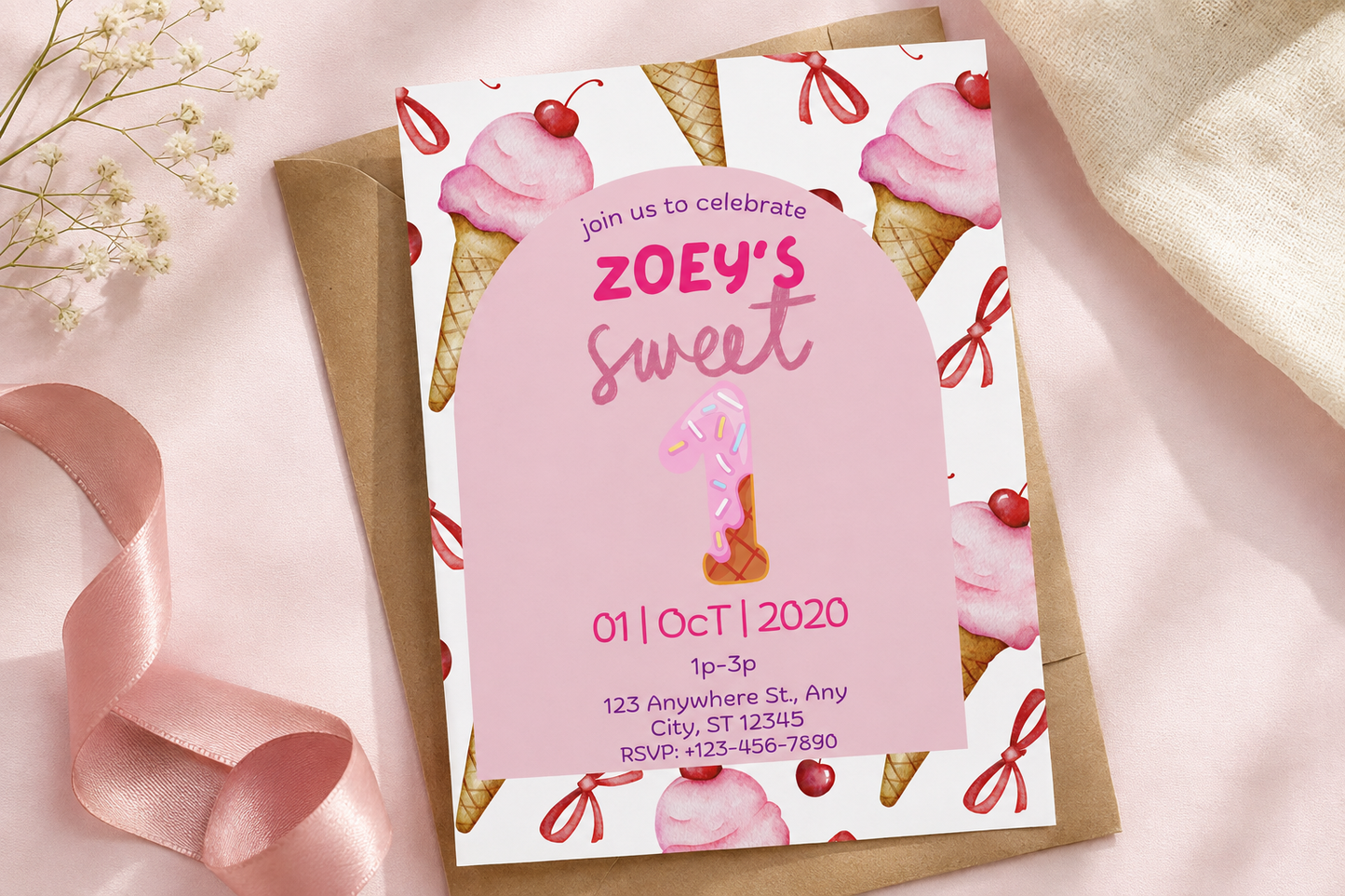 Sweet One Invitation Template