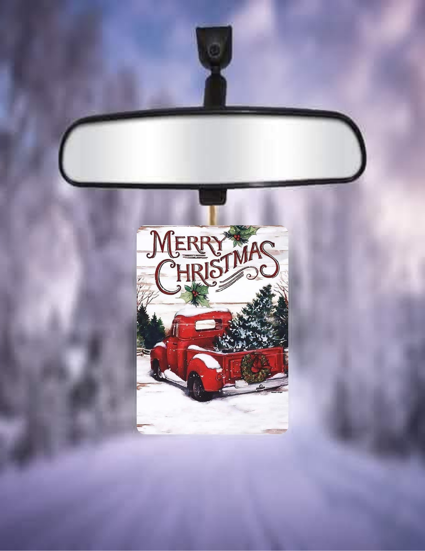 Merry Christmas with  a red truck Car Freshener