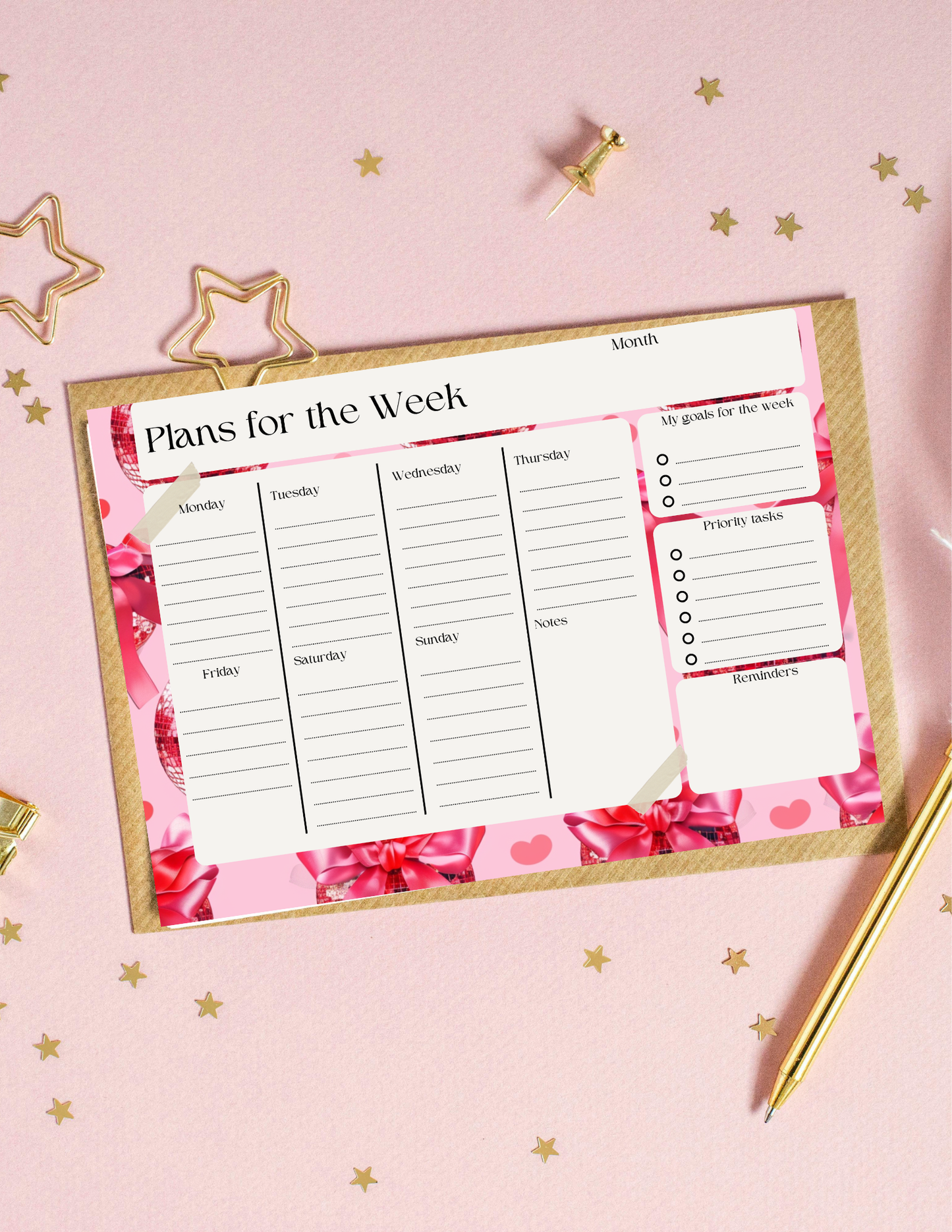 Disco balls plans of the week planner template