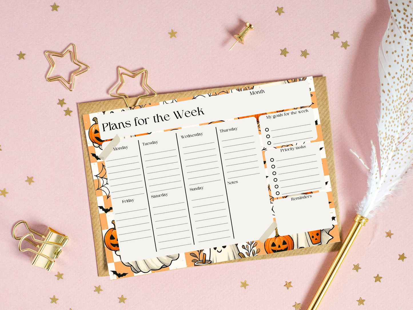 Halloween plans of the week planner templates