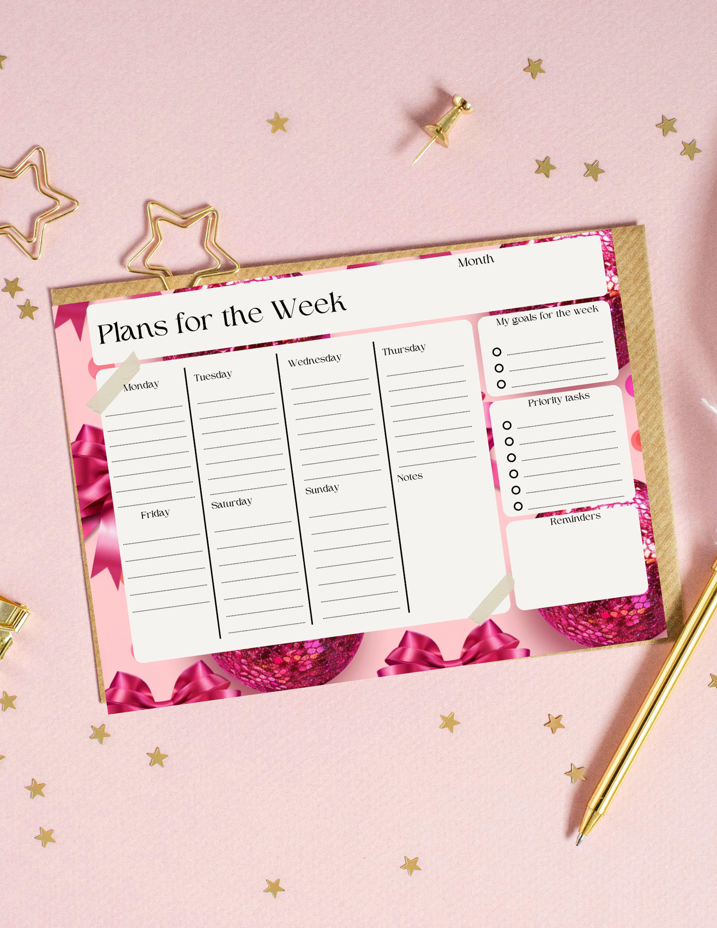 Disco balls plans of the week planner template