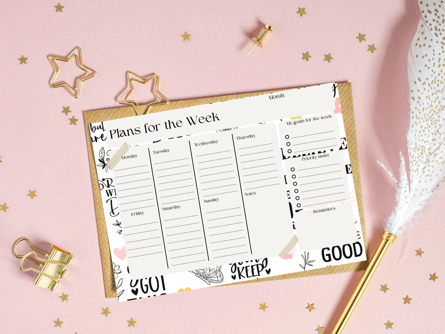 Mental health plans for the week planner template