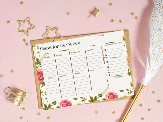Flowers plans of the week planner template