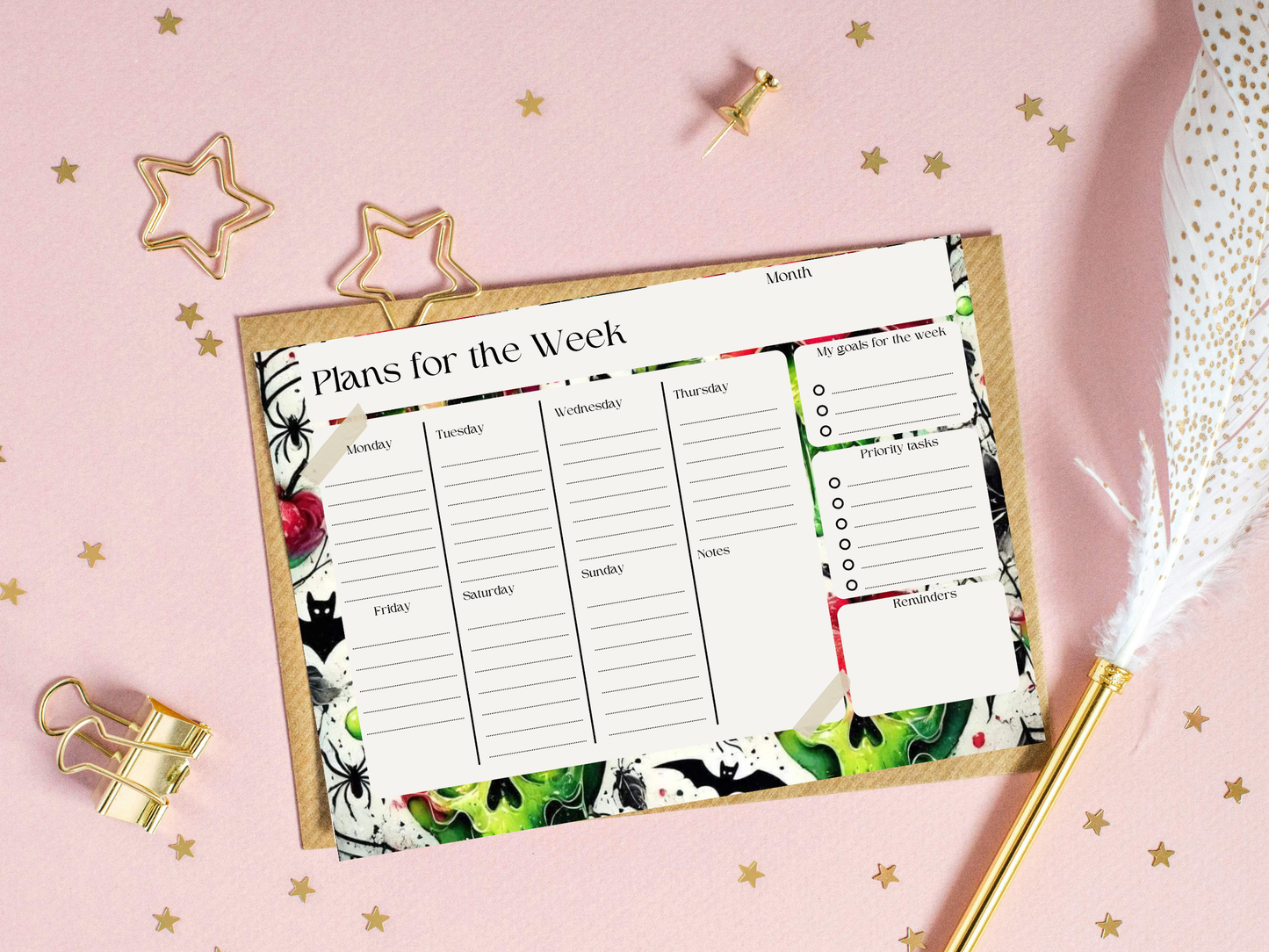 Halloween plans of the week planner templates