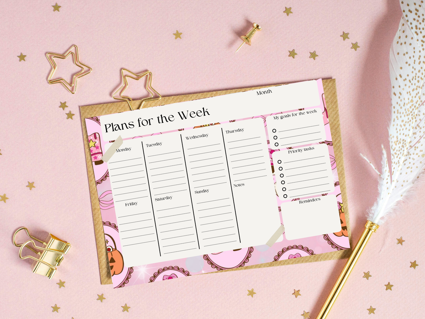 Halloween plans of the week planner templates