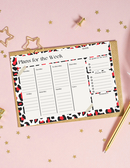 Cheetah print plans of the week planner templates