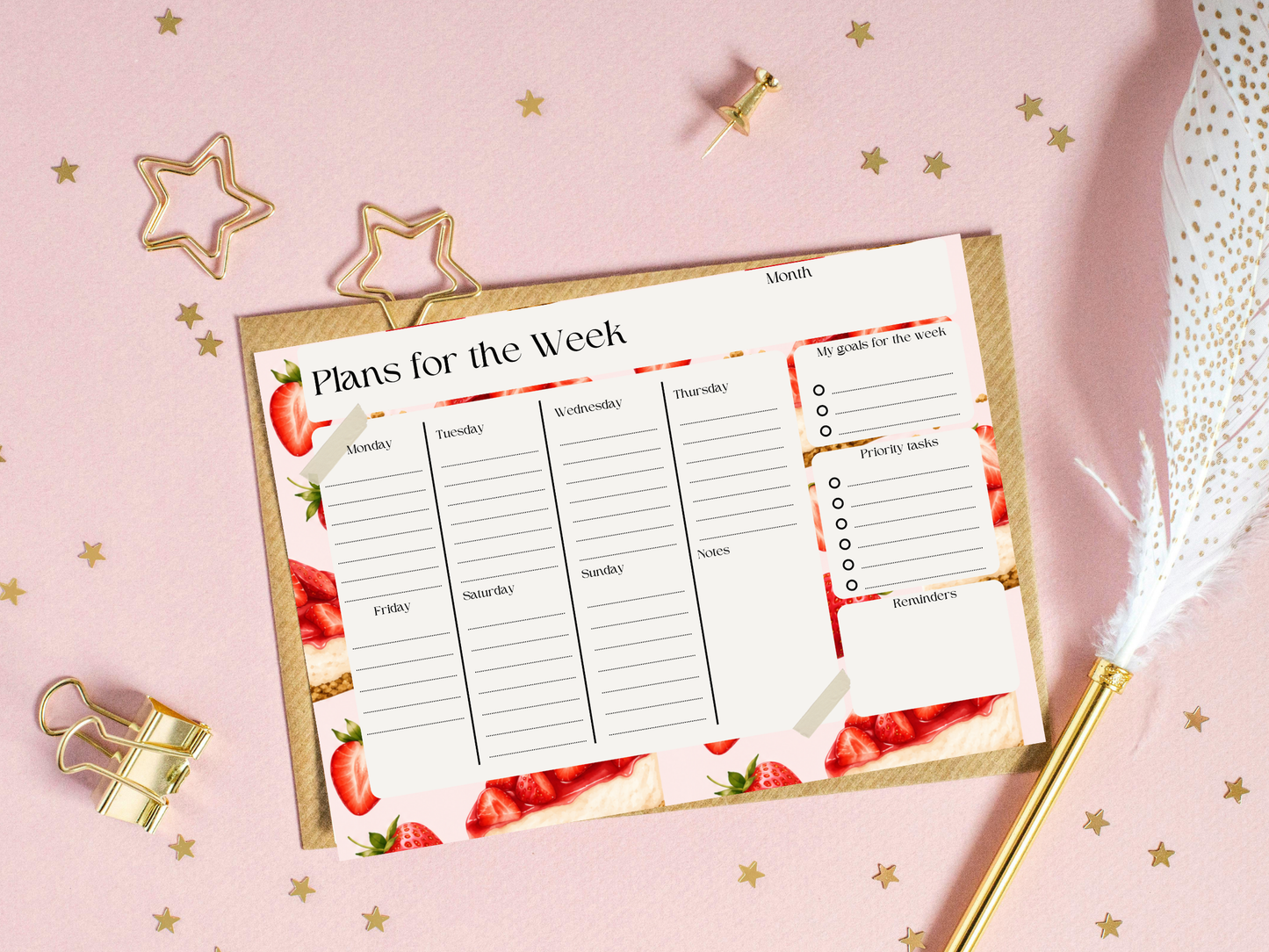Cheesecake plans of the week planner template