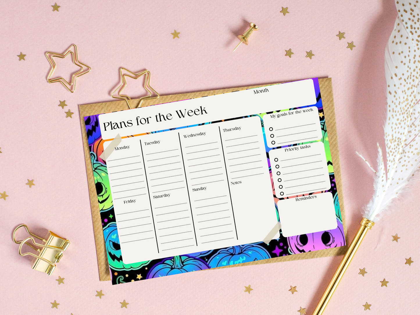 Halloween plans of the week planner templates